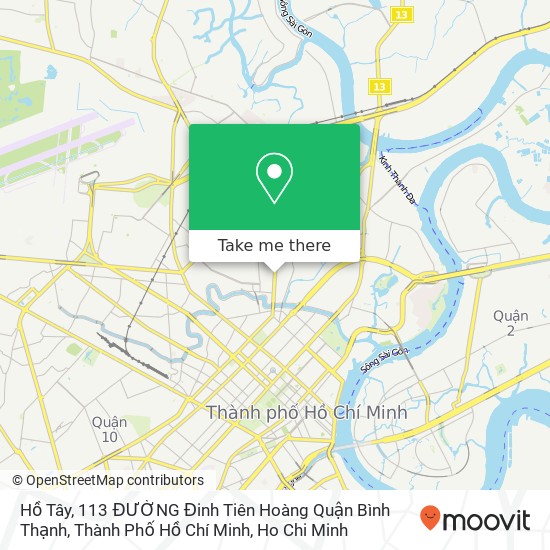 Hồ Tây, 113 ĐƯỜNG Đinh Tiên Hoàng Quận Bình Thạnh, Thành Phố Hồ Chí Minh map