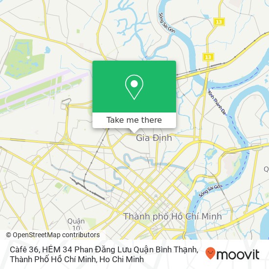 Càfê 36, HẺM 34 Phan Đăng Lưu Quận Bình Thạnh, Thành Phố Hồ Chí Minh map