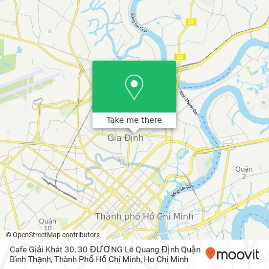 Cafe Giải Khát 30, 30 ĐƯỜNG Lê Quang Định Quận Bình Thạnh, Thành Phố Hồ Chí Minh map