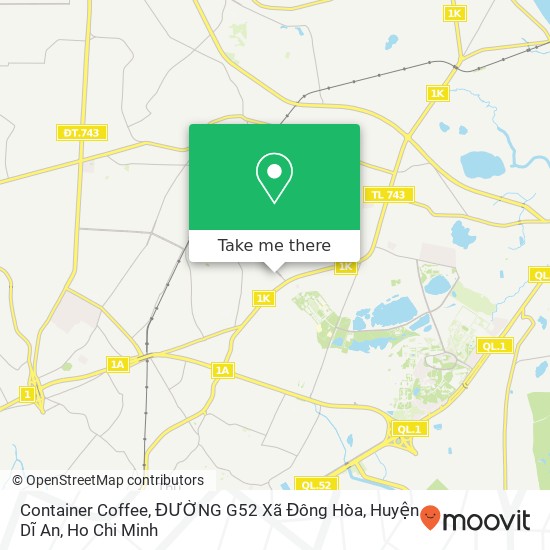 Container Coffee, ĐƯỜNG G52 Xã Đông Hòa, Huyện Dĩ An map