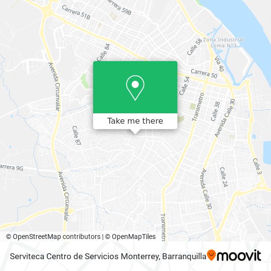 Mapa de Serviteca Centro de Servicios Monterrey