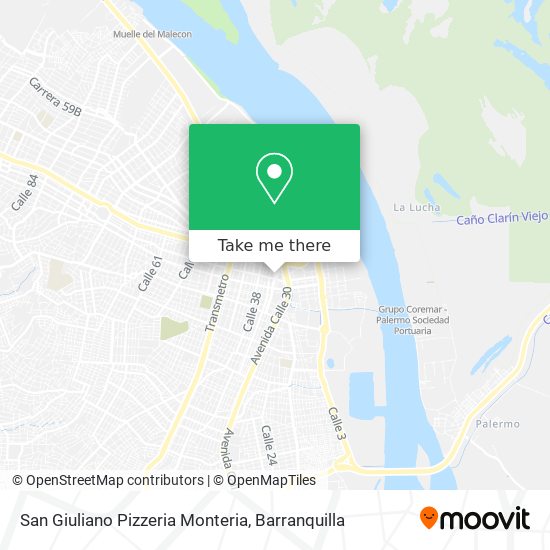 Mapa de San Giuliano Pizzeria Monteria