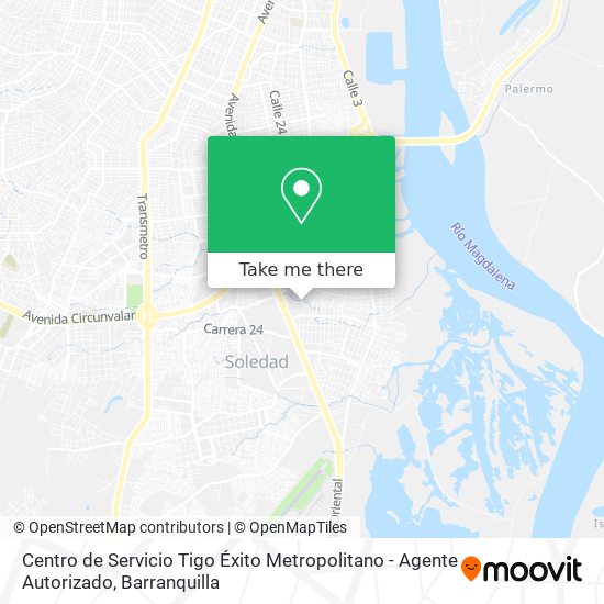 Mapa de Centro de Servicio Tigo Éxito Metropolitano - Agente Autorizado