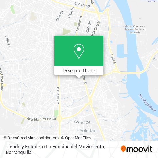 Mapa de Tienda y Estadero La Esquina del Movimiento