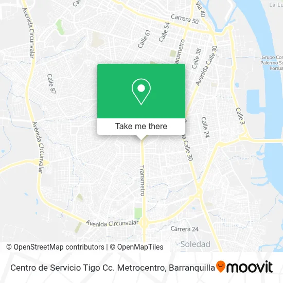 Mapa de Centro de Servicio Tigo Cc. Metrocentro