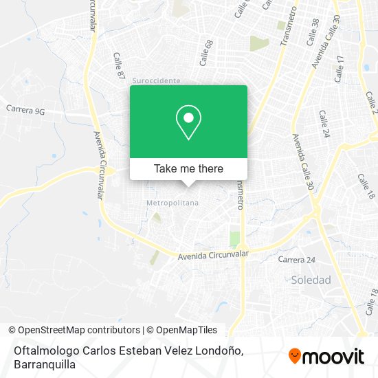 Mapa de Oftalmologo Carlos Esteban Velez Londoño