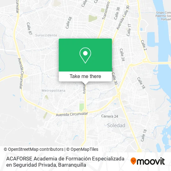 Mapa de ACAFORSE Academia de Formación Especializada en Seguridad Privada