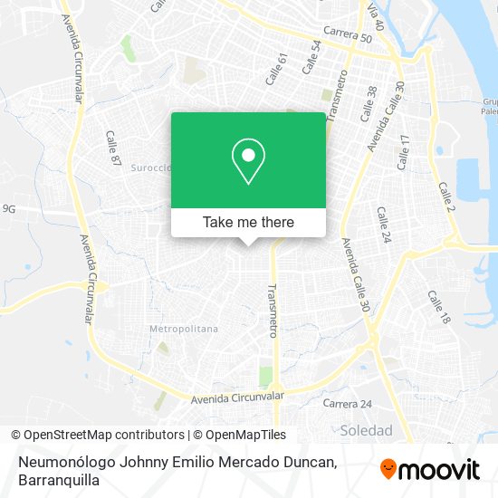 Mapa de Neumonólogo Johnny Emilio Mercado Duncan