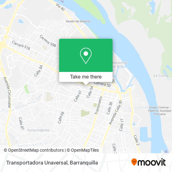 Transportadora Unaversal map