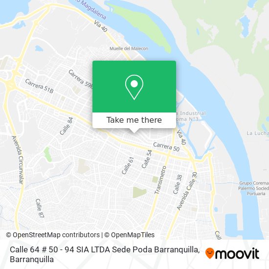 Mapa de Calle 64 # 50 - 94 SIA LTDA Sede Poda Barranquilla