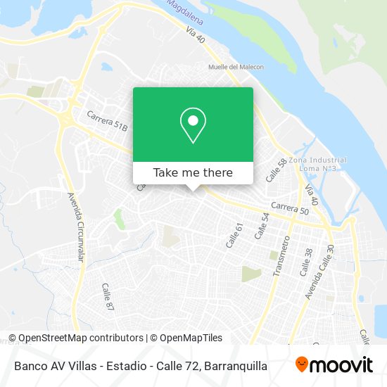 Mapa de Banco AV Villas - Estadio - Calle 72