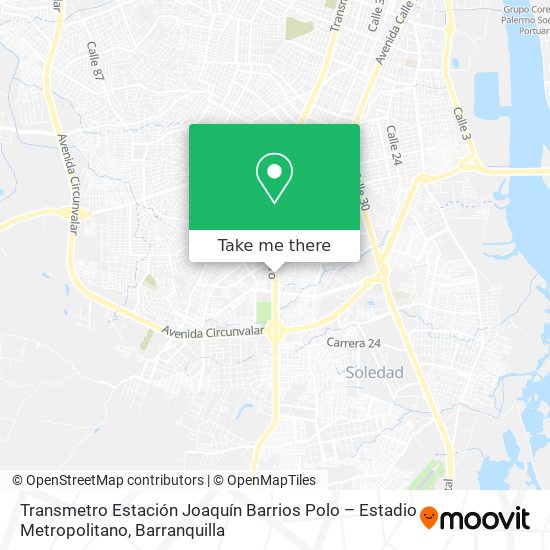 Transmetro Estación Joaquín Barrios Polo – Estadio Metropolitano map