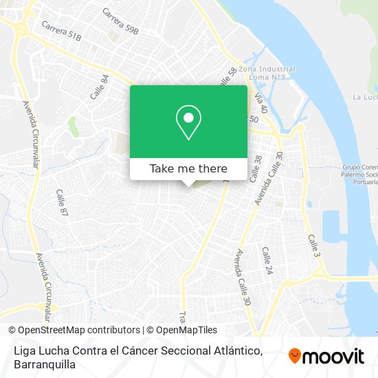 Liga Lucha Contra el Cáncer Seccional Atlántico map