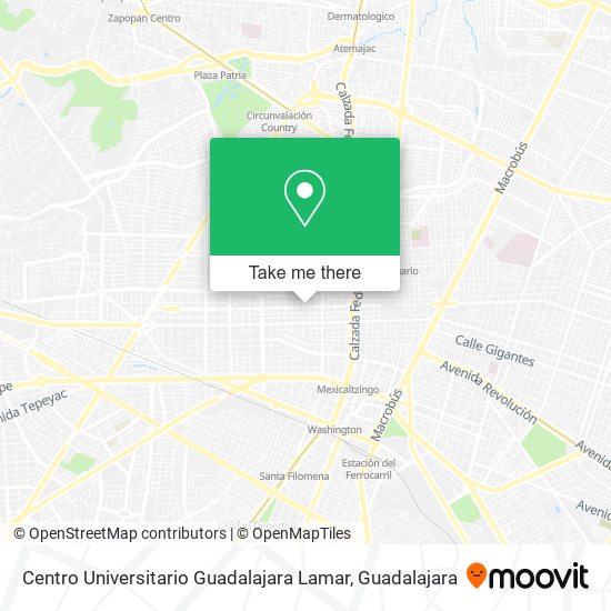 Mapa de Centro Universitario Guadalajara Lamar