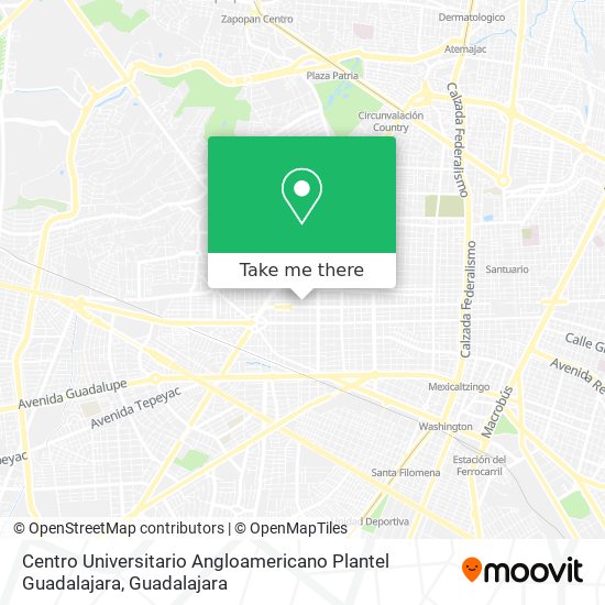 Mapa de Centro Universitario Angloamericano Plantel Guadalajara