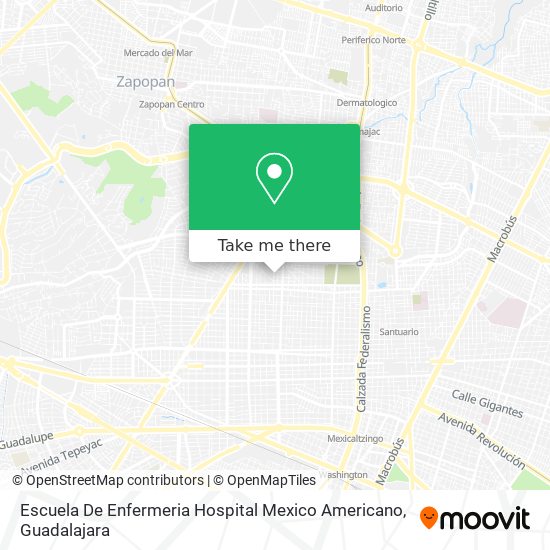 Mapa de Escuela De Enfermeria Hospital Mexico Americano