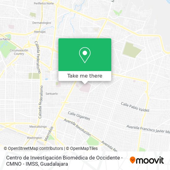 Mapa de Centro de Investigación Biomédica de Occidente - CMNO - IMSS