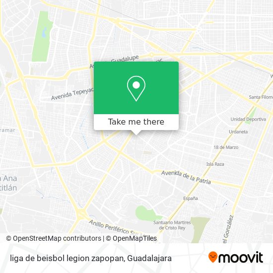 Mapa de liga de beisbol legion zapopan
