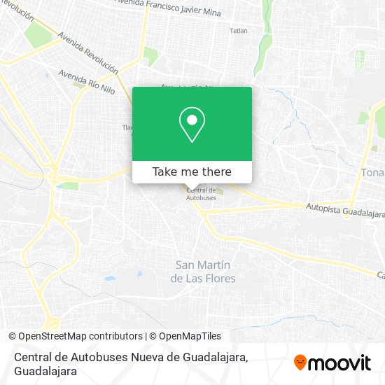 Mapa de Central de Autobuses Nueva de Guadalajara