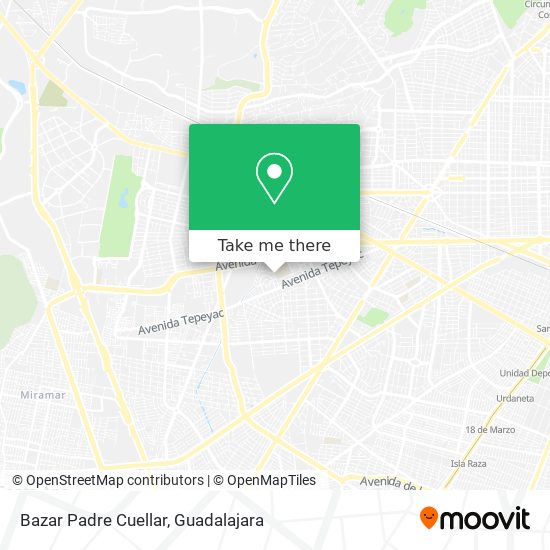 How to get to Bazar Padre Cuellar in Zapopan by Bus or Train?