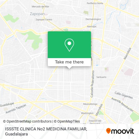 Mapa de ISSSTE CLINICA No2 MEDICINA FAMILIAR
