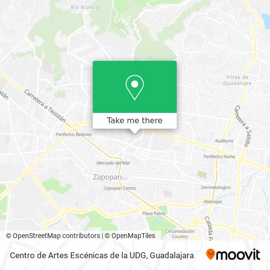 Mapa de Centro de Artes Escénicas de la UDG