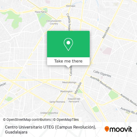 Mapa de Centro Universitario UTEG (Campus Revolución)