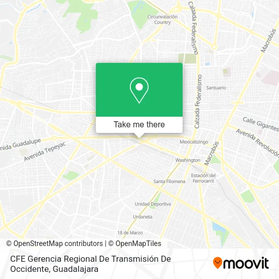 CFE Gerencia Regional De Transmisión De Occidente map