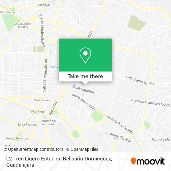 Mapa de L2 Tren Ligero Estación Belisario Domínguez
