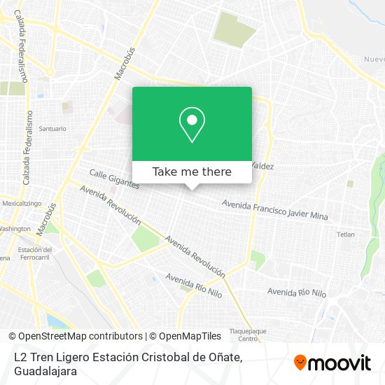 Mapa de L2 Tren Ligero Estación Cristobal de Oñate