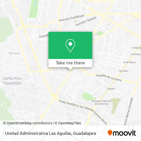 How to get to Unidad Administrativa Las Aguilas in Guadalajara by Bus or  Train?