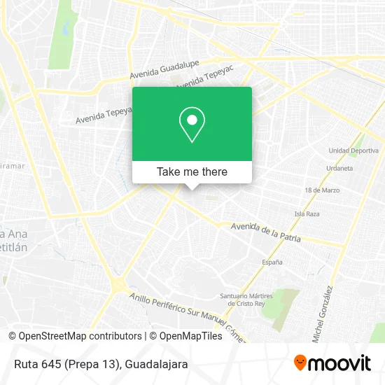 Ruta 645 (Prepa 13) map