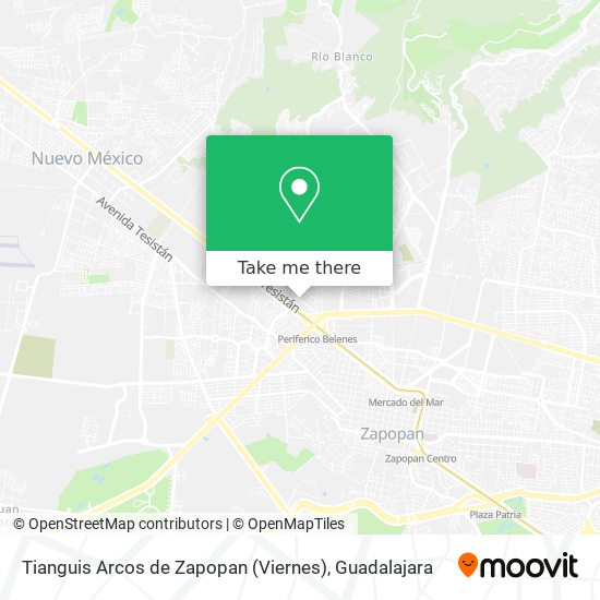 Mapa de Tianguis Arcos de Zapopan (Viernes)