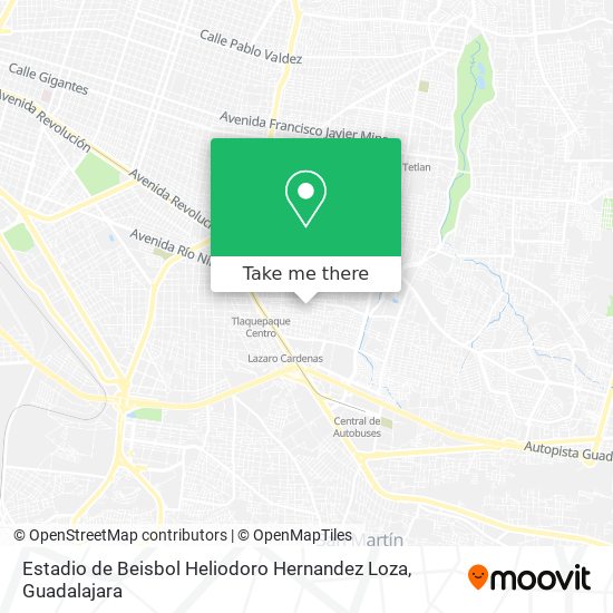 Mapa de Estadio de Beisbol Heliodoro Hernandez Loza