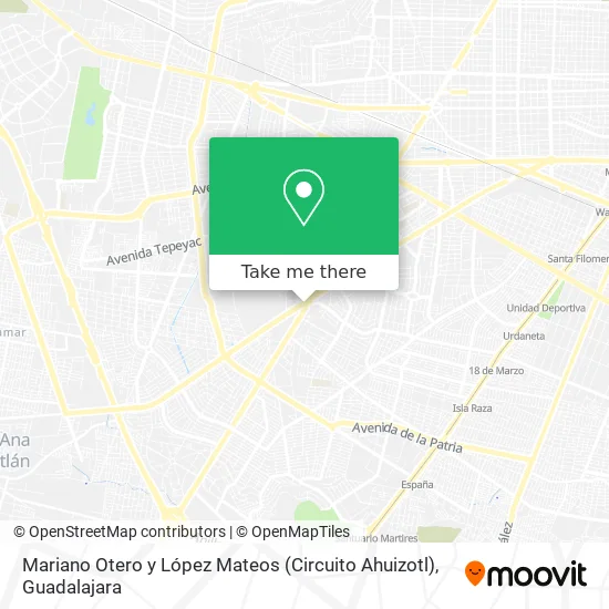 Mariano Otero y López Mateos (Circuito Ahuizotl) map