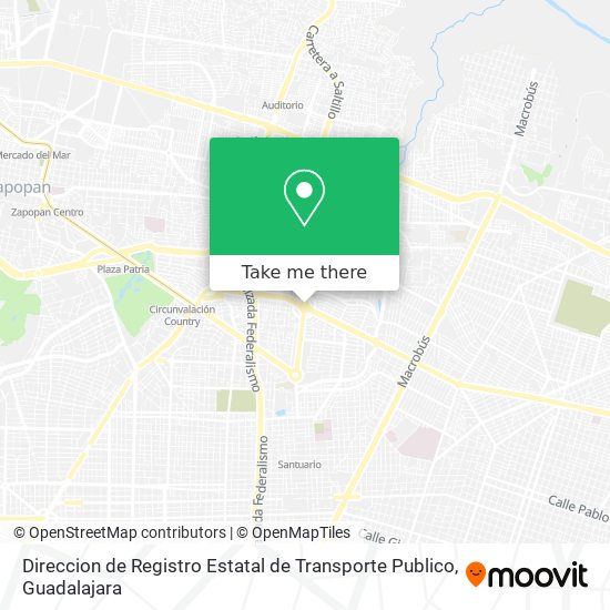 Direccion de Registro Estatal de Transporte Publico map