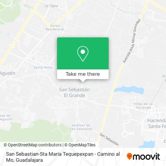 San Sebastian-Sta María Tequepexpan - Camino al Mo map