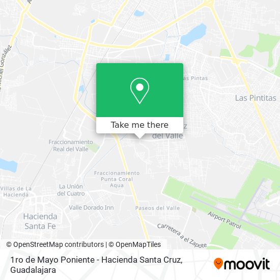 1ro de Mayo Poniente - Hacienda Santa Cruz map