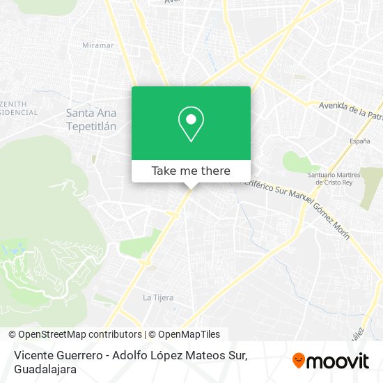 Vicente Guerrero - Adolfo López Mateos Sur map