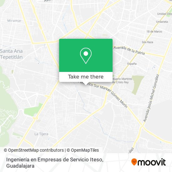 Ingeniería en Empresas de Servicio Iteso map