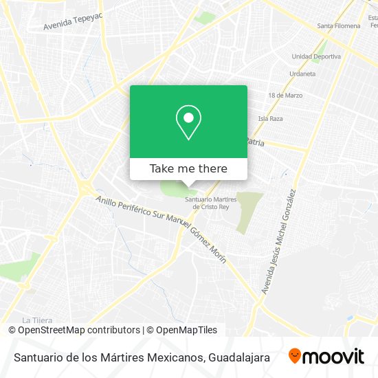 Mapa de Santuario de los Mártires Mexicanos