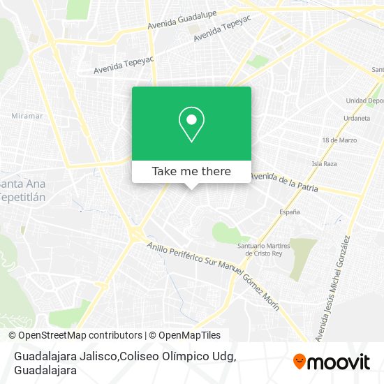 Mapa de Guadalajara Jalisco,Coliseo Olímpico Udg