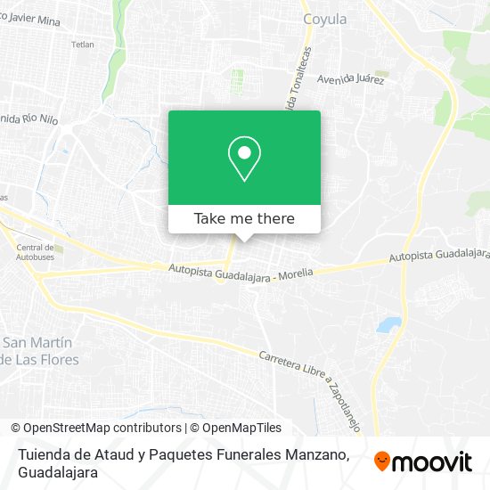 Mapa de Tuienda de Ataud y Paquetes Funerales Manzano