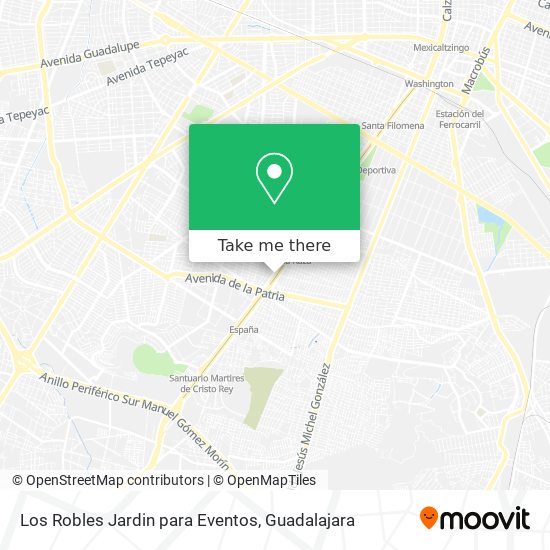 Mapa de Los Robles Jardin para Eventos