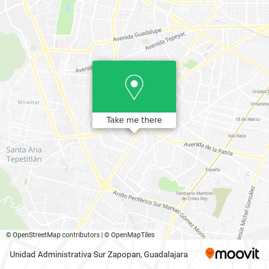 Unidad Administrativa Sur Zapopan map