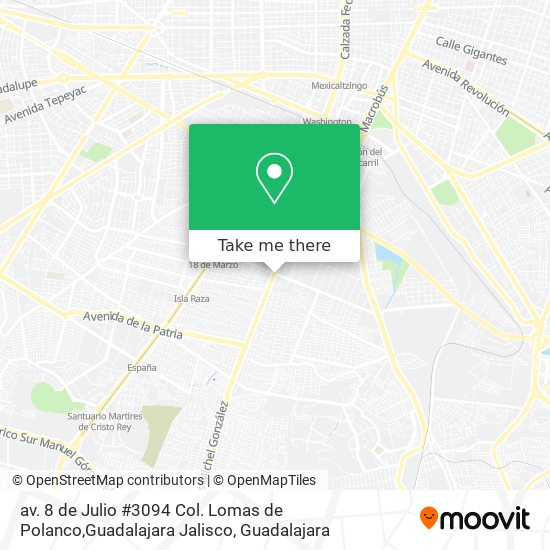 Mapa de av. 8 de Julio #3094 Col. Lomas de Polanco,Guadalajara Jalisco