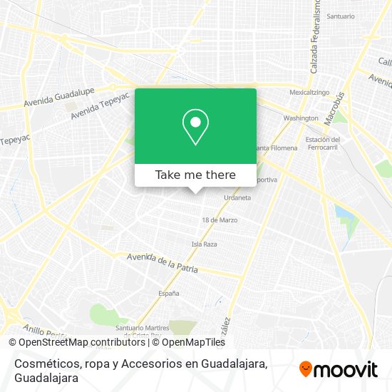 Cosméticos, ropa y Accesorios en Guadalajara map