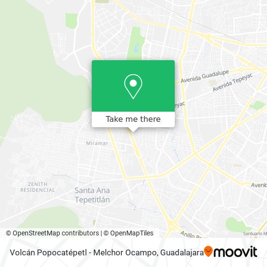 Volcán Popocatépetl - Melchor Ocampo map