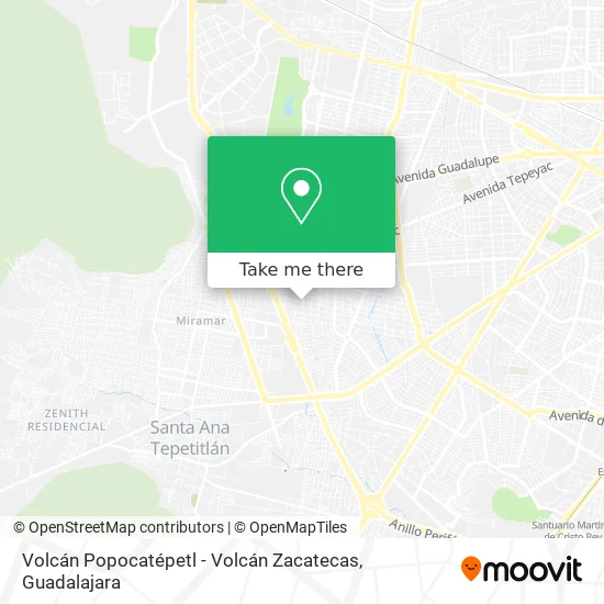 Volcán Popocatépetl - Volcán Zacatecas map