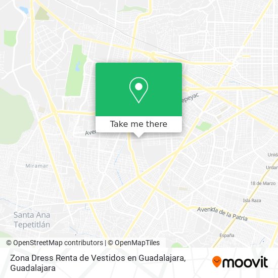 Mapa de Zona Dress Renta de Vestidos en Guadalajara